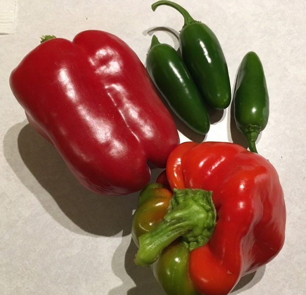 red bell peppers and jalapeno peppers